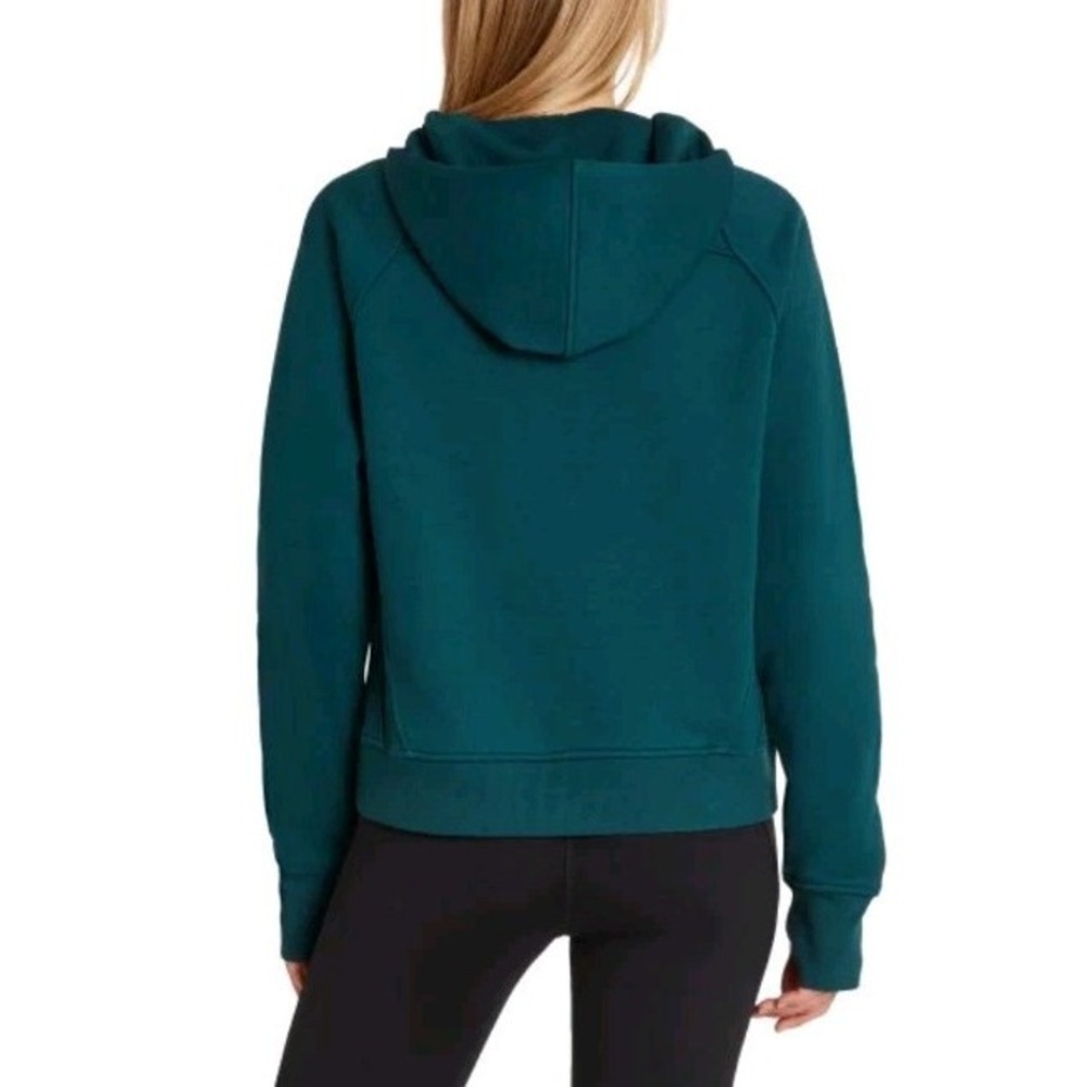 Danskin Ladies' Mixed Rib Cozy Half‎ Zip Hoodie, Dark Sea - Green Medium - Picture 2 of 3